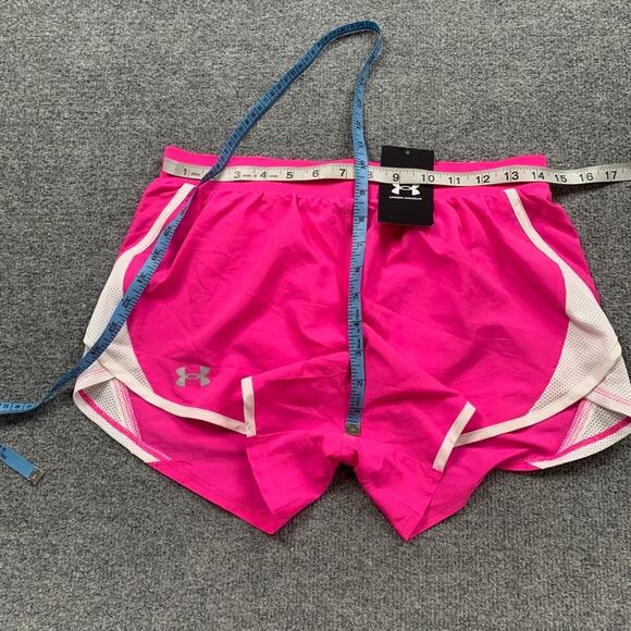 Under Armour Shorts Womens Small Neon Pink White Fly By 2.0 Loose Heatgear Lined - Picture 4 of 13